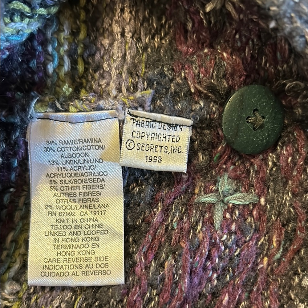 Sigrid Olsen Sport Cardigan Sweater Purples, Blues, Greens Size XL - Picture 4 of 5